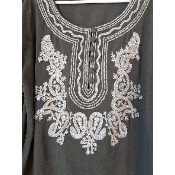 Hot & Delicious Women's Tunic Dress Embroidered Bohemian Green Size Medium - Picture 2 of 8